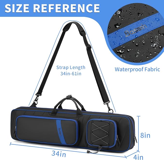 BOSSTIN Pool Cue Case, 3x4 / 5x5 Pool Stick Billiard Cue Accessories Soft Padded Bag Case
