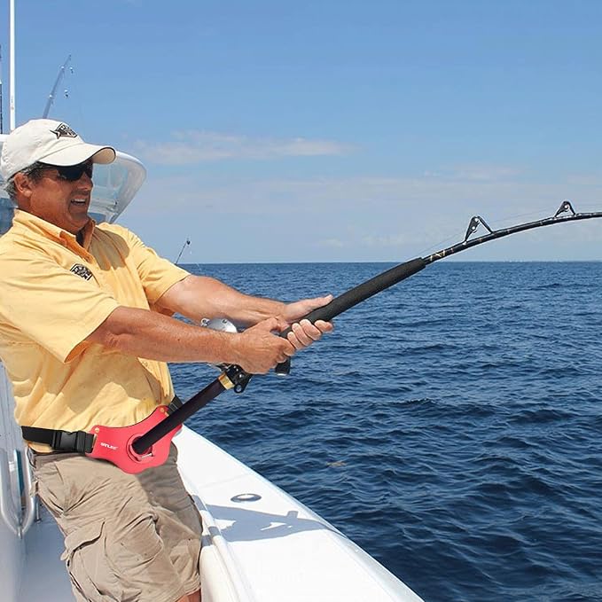 SANLIKE Fishing Belt Fight Belt Adjustable Aluminum Waist Fighting Belt Rod Holder Stand-up Fishing Belt