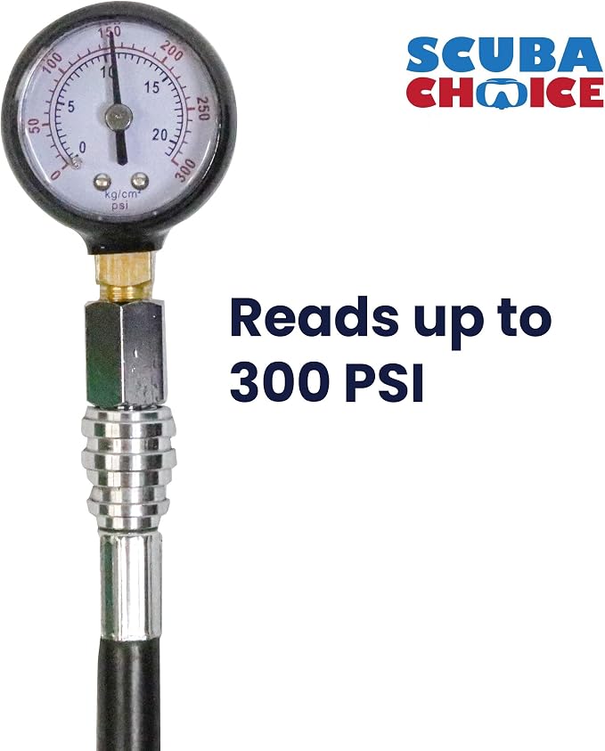 Scuba Choice 1.5" Regulator Intermediate Pressure Checker Gauge - 300 PSI, Accurate Diving Pressure Test Tool for Regulator Maintenance & Safety - Compact, Lightweight, Easy-to-Use Design
