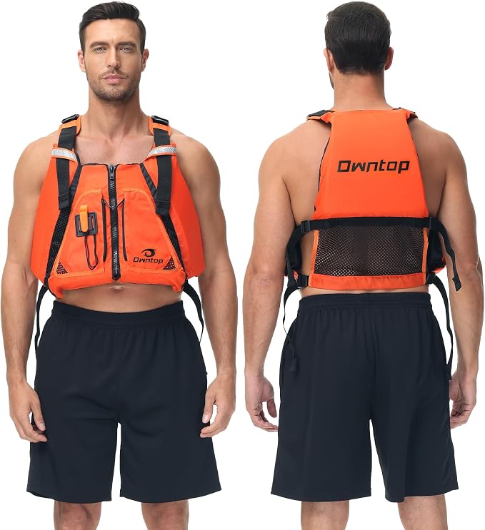Owntop Adult Swim Vest - Adjustable Safety Strap & Premium Buoyancy for Paddle Sports, Kayaking, Canoeing, Boating
