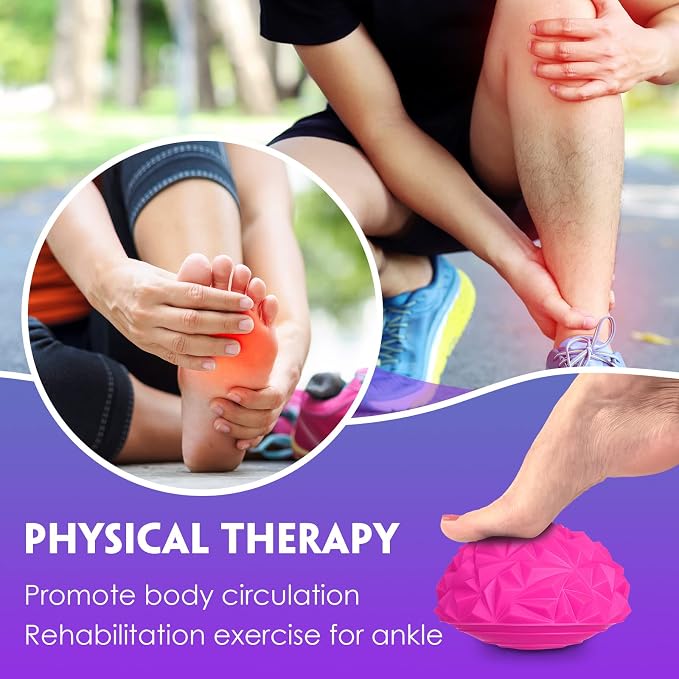 12 Pcs Balance Pods Sensory Stepping Stones for Kids Stability Balance Trainer Dots Ball Half with Hand Pump Physical Therapy Dome Balance Disc for Adults Core Strength Coordination Yoga Exercise