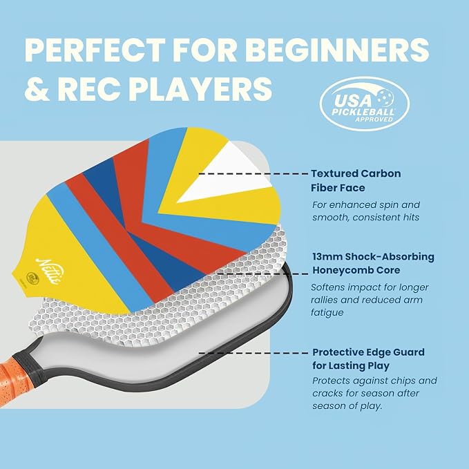 Nettie Pickleball Paddles Set of 1/2/4, USAPA Approved Carbon Fiber Pickleball Paddle, Birthday Galentines Valentines Day Gifts for Girlfriend Women Mom Wife