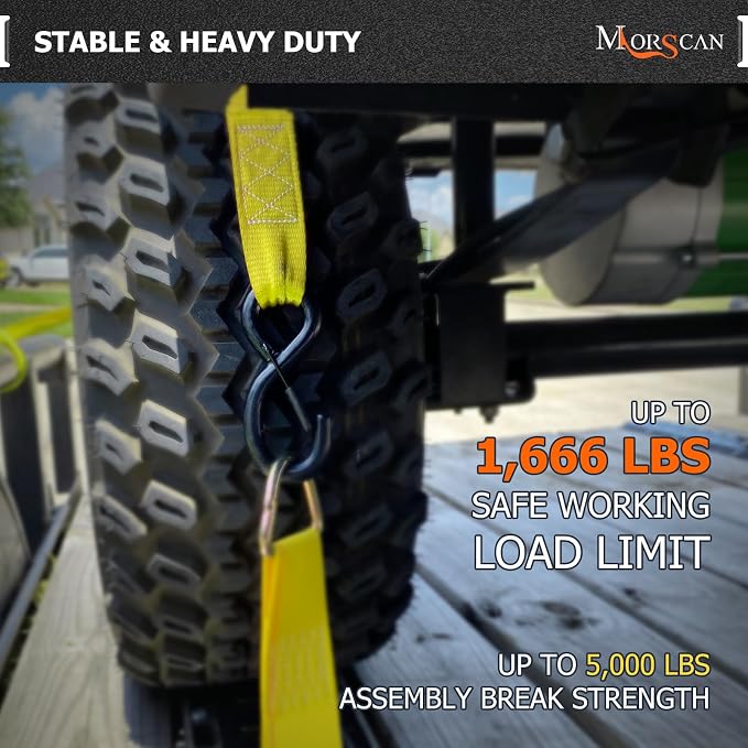4-Pack 1.5" x15' Ratchet Straps Kit - 5,000lbs Break Strength Heavy Duty Tie Down Straps with Safety S Hooks & Soft Loops for Load Securement Tie-Down in Trucks Trailers ATV UTV Motorcycle