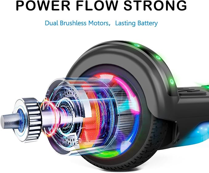 LIEAGLE Hoverboard, 6.5" Self Balancing Scooter Hover Board with Bluetooth Wheels LED Lights for Kids Adults