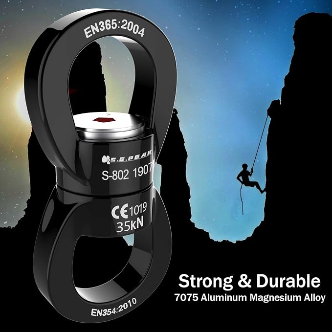 PROND Swing Swivel 35kN Safest Rotational Device, Swing Spinner, Carabiner Swivel, Climbing Rope Swivels for Children’s Web Tree Swing Setting, Aerial Dance, Hanging Hammock