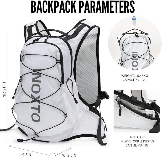 IX INOXTO Hydration Pack Backpack, Lightweight Water Backpack with 2L Hydration Bladder Daypack for Men Women,Running Hydration Vest for Trail Running Hiking Cycling Race Climbing