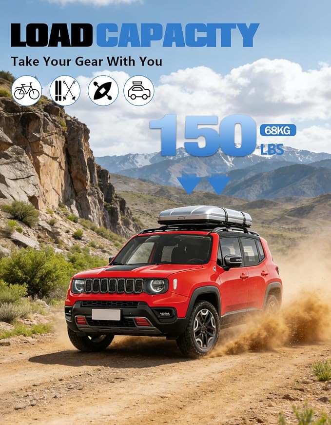 FengYu Roof Rack Cross Bars Compatible with Jeep Renegade 2015-2024, Aluminum Roof Rails Crossbars Rooftop Luggage Rack Cargo Ski Basket Luggage Carrier Rail
