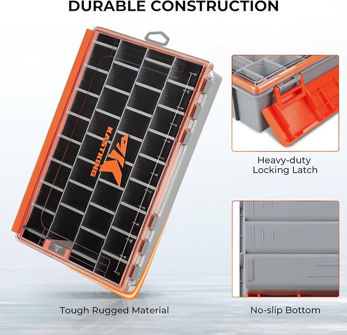 KastKing HyperSeal Waterproof Tackle Box, 3700 Deep Tackle Trays, Fishing Tackle Box Organizer With Removable Dividers, Fishing Gear & Fishing Accessories Storage, 1 Pack