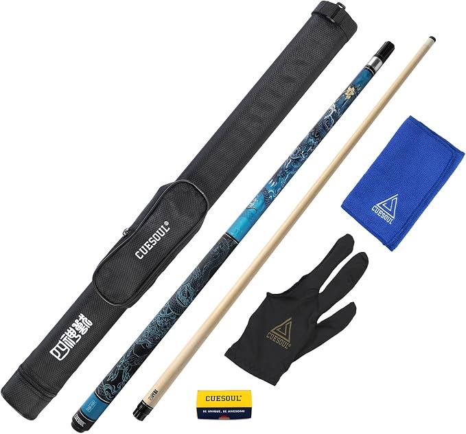 CUESOUL 19oz Pool Cue with Black case,13mm Tip,58inches Mythological Symbols Pattern 4 Styles