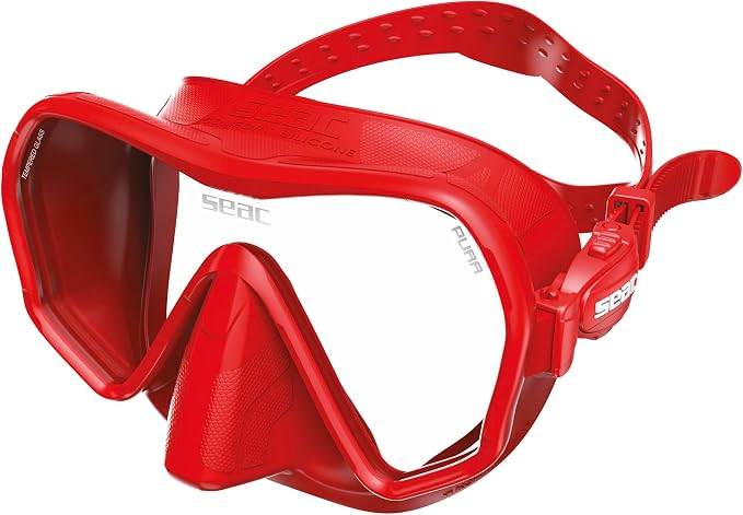 SEAC Pura – Frameless Single-Lens Silicone Diving Mask | Antifog Low Volume Mask for Diving and Snorkeling with 3D Buckle