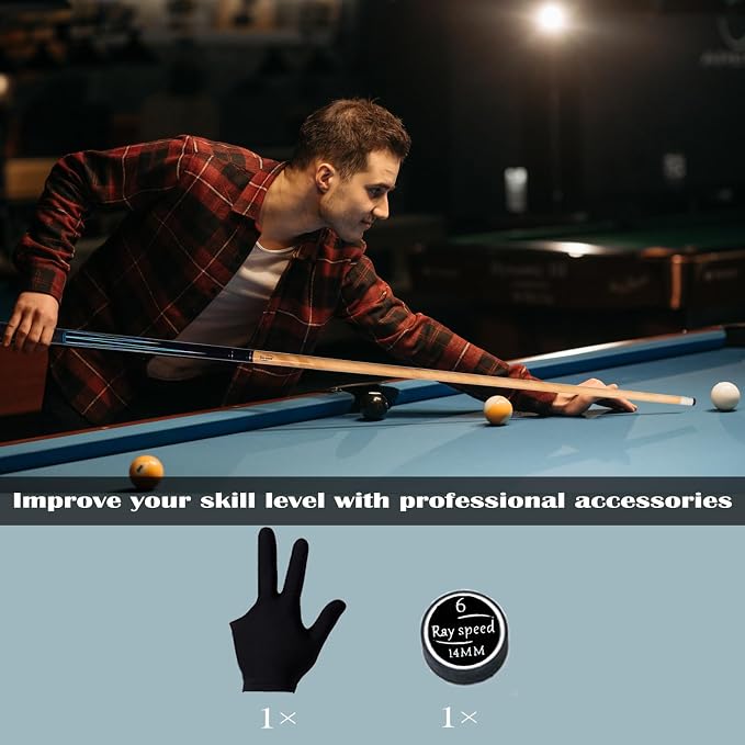 Pool Cue Stick Low Deflection Shaft Billiard Cue Stick with Hard Case 19-20 oz Professional Pool Stick