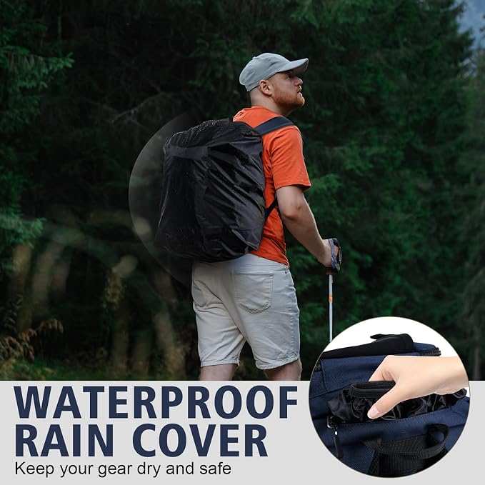 Goture Fishing Backpack,900D Water-Resistant Tackle Backpack with Rod Holders, SBS Zippers,45L Large Fishing Bag Storage Gear Tackle Bag with Rain Cover, Bottle Holder for Travel Camping Hiking