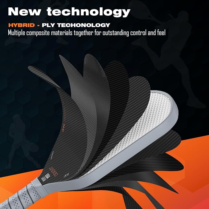Carbon Fiber Pickleball Paddles USAPA Approved Raw Carbon Frosted