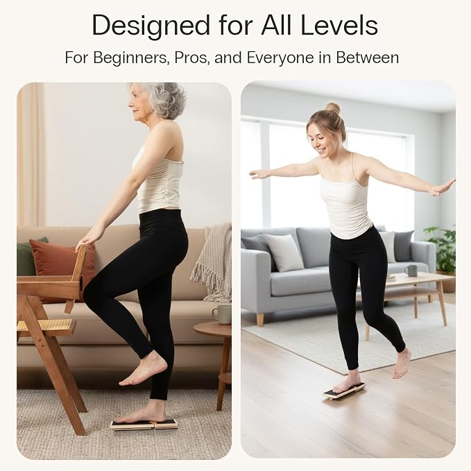 StrongTek Single-Leg Balance Board and Rocking Foot Rest Set, Single-leg ankle trainer with carry bag and exercise guide plus 18 in rocking wood foot rest for balance and desk use
