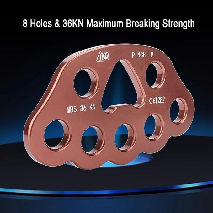 Uxsiya 36KN 8 Holes Outdoor Rigging Plate Rock Climbing Multi Anchor Point Connector Gear for Secure Climbing Adventures