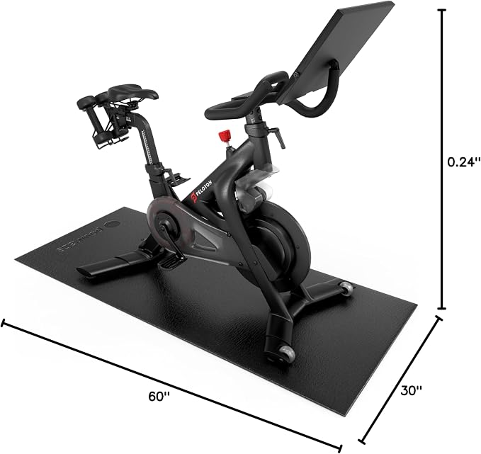 Powr Labs Bike Mat Compatible with Peloton, Treadmill, Exercise Equipment, Elliptical, Walking Pad, Indoor Bike Trainers, Home Gym Workout - Protects Hardwood Floors and Carpet