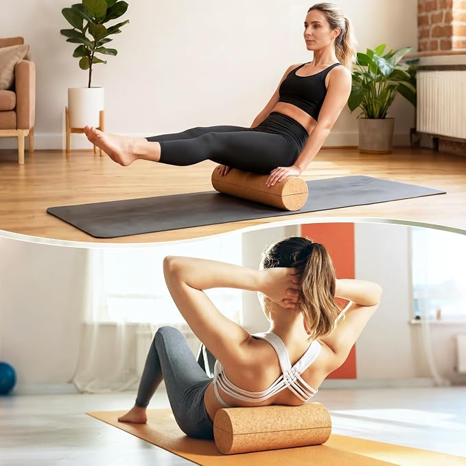 Balance Board for Ankle Stability Training, Cork Wobble Board Set with Foot Massage Roller and Resistance Band for Home Office Gym, Exercise Equipment for Physical Therapy and Yoga