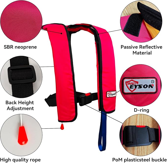 Automatic Inflatable Life Jacket,Preserver PFD for Adults,Life Vest for Adult,Supports Weight up to 330 pounds