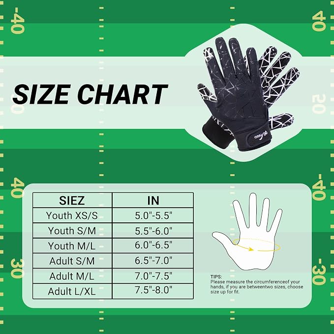 Football Gloves for Youth and Adult Men,Sticky Adhesive Palms Receiver Gloves,Grip Boost Flag Football Accessories Gifts for Family and Friends