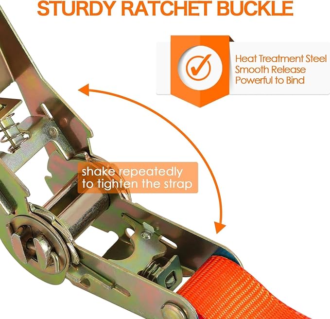 LIFERUN 10 Pack 1" x 20' Ratchet Straps Heavy Duty, 1760lbs Break Strength Endless Ratchet Strap, NO Hook, Tie Down Straps for Motorcycles, Goods, Luggage,Orange