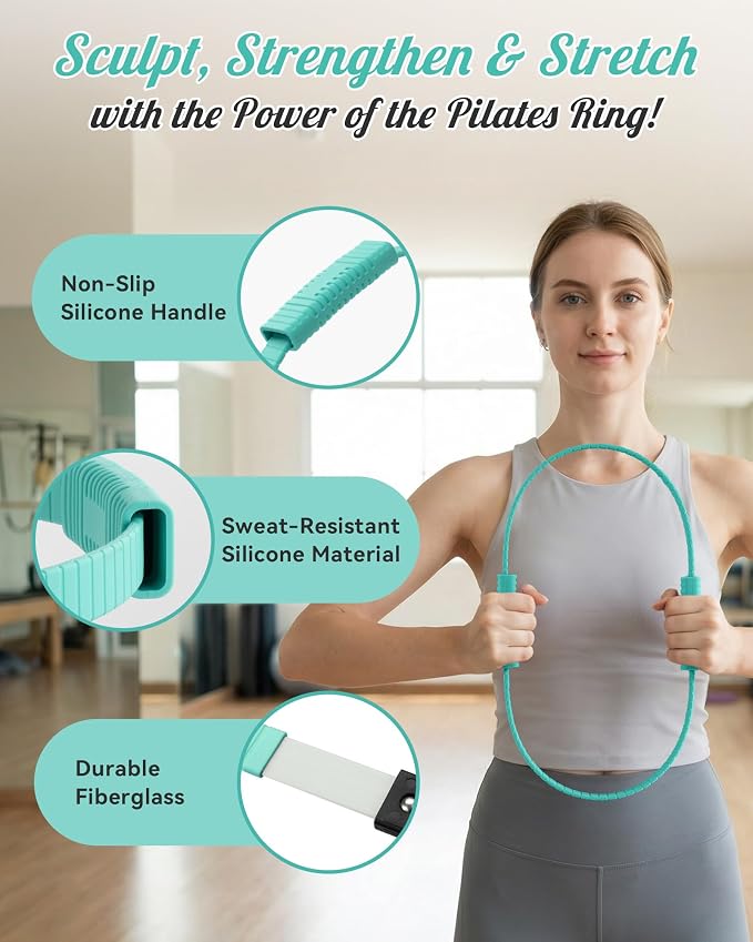 SUBCULTUREPICK Pilates Ring, Silicone Magic Pilates Rings, Lightweight & Durable Flexible Fitness Circle Exercise Equipment for Toning Arms, Thighs,Legs, Core,Yoga & Physical Therapy