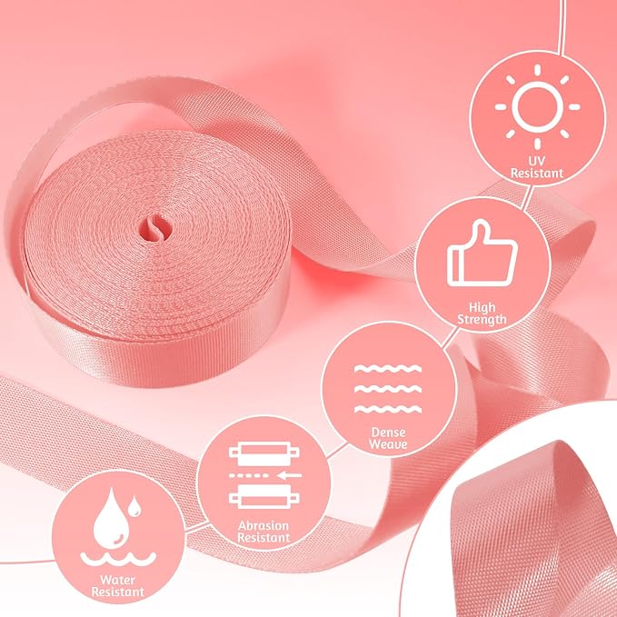 Nylon Webbing 1 Inch 1.5 Inch, 12 Rolls Webbing Strap for Bags, Pets, Climbing Outdoors Indoors Crafting DIY