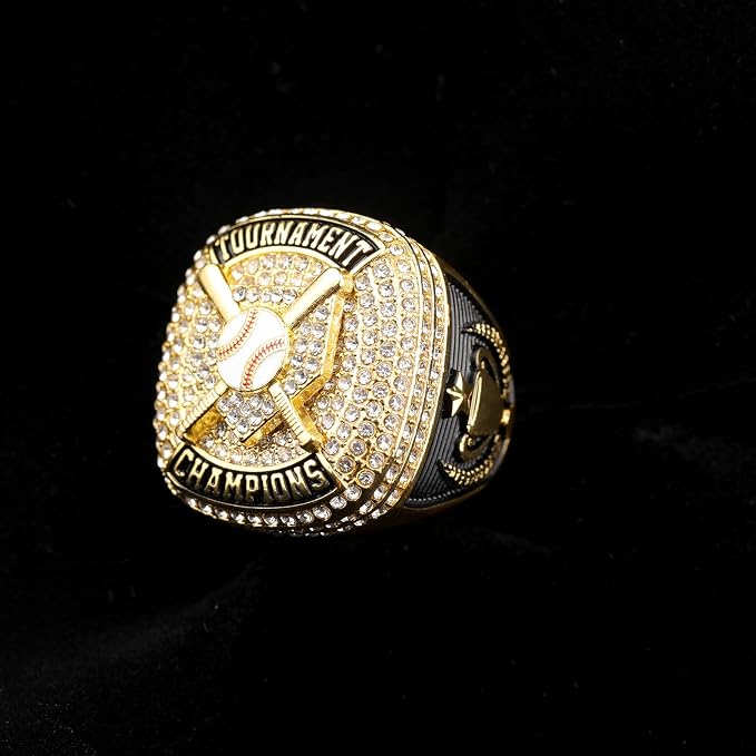 12 pcs Pack Baseball Home Plate Championship Trophy Ring Award Gift for Tournament Teams palyers Awards Size 9.5 Gold, Silver, Bronze Color