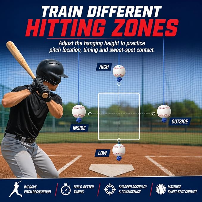 Baseball Softball Batting Swing Hitting Trainer Aid – Enhance Hitting Skills with Combined Tee and Front Toss for Easy Drills – Ideal for Improving Batting Precision