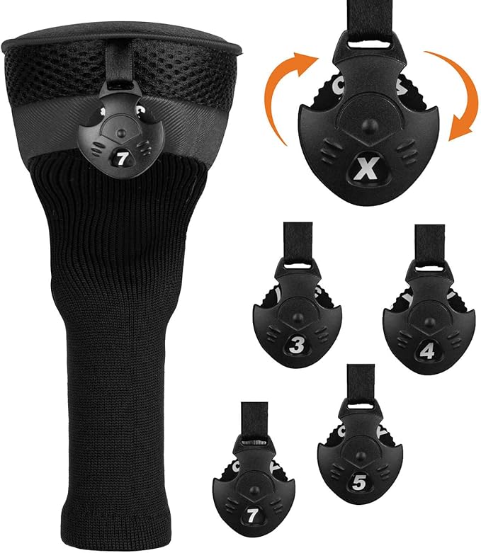Golf Club Head Cover for Driver Fairway Hybrid 3 Pcs Woods Headcovers, Golf Accessories Head Covers Set with Interchangeable No. Tags 3 4 5 7 X Golf Accessories for Men Women