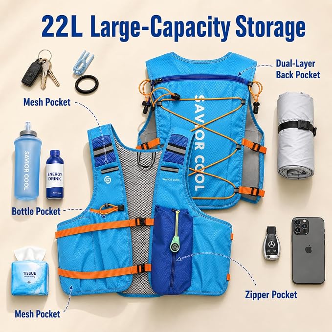 Cooling Vest for Men Women, Hydration Vest for Running Hiking | 2L Water Bladder，3 Cold Source