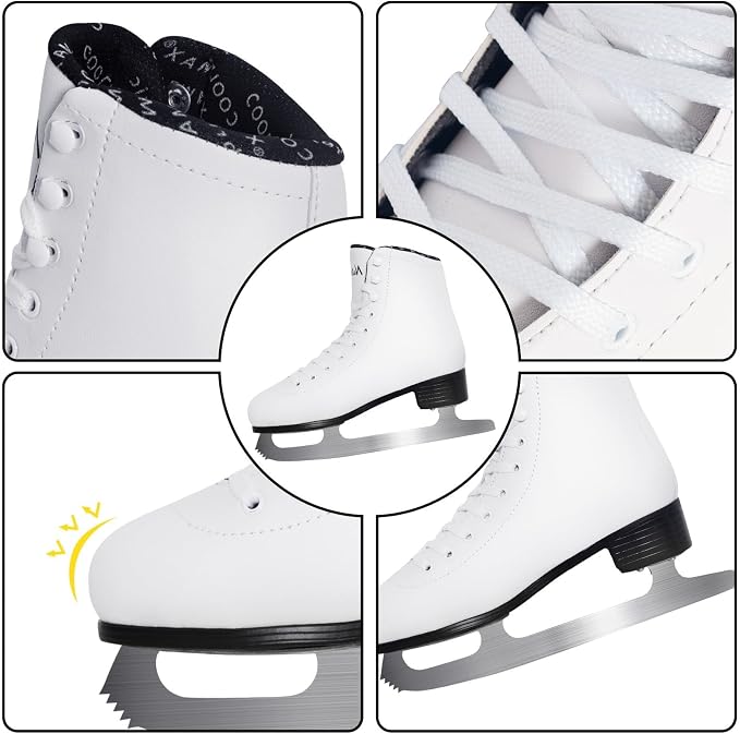 Nattork Womens Figure Ice Skates,Ice Skates with Stainless Steel Blade,Lace Up Figure Skate Ice Hockey Skates for Outdoor,Ice Skate Shoes for Women Size 6 7 8 9 10 11
