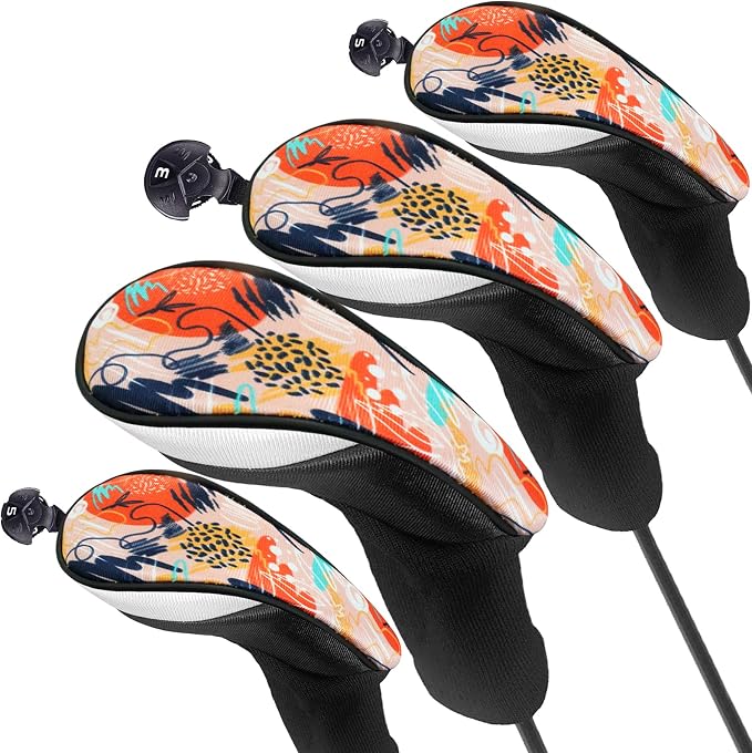 FINGER TEN Golf Club Head Covers Woods Driver Fairway Hybrid 3/4/5 Set, Headcovers Men 1 3 5 7 X Interchangeable Number Tag, Fit All Wood Clubs