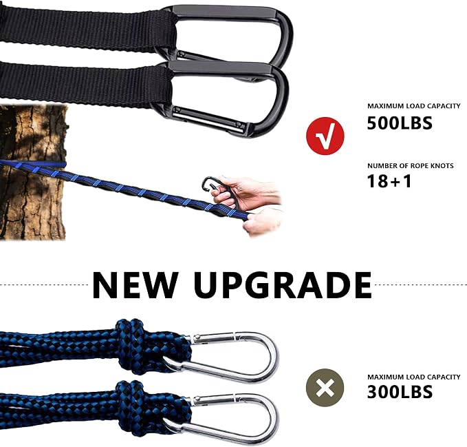 Camping Hammocks, Double & Single Hammock with Tree Straps,Portable Lightweight Parachute Nylon Camping Gear for Outside Hiking Beach Backpack Survival Travel- Up to 500lbs