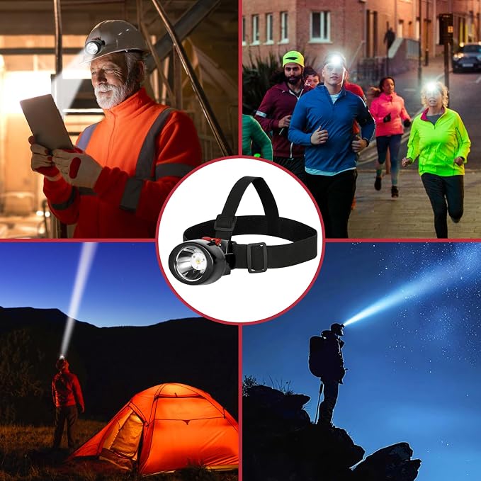 High Lumens LED Mining Headlamp with Hat - Waterproof, Durable, Long-Lasting Rechargeable Headlight, Adjustable Strap, Perfect for Miners Camping Hiking (KL3.0 Black-Red Button with Hat)