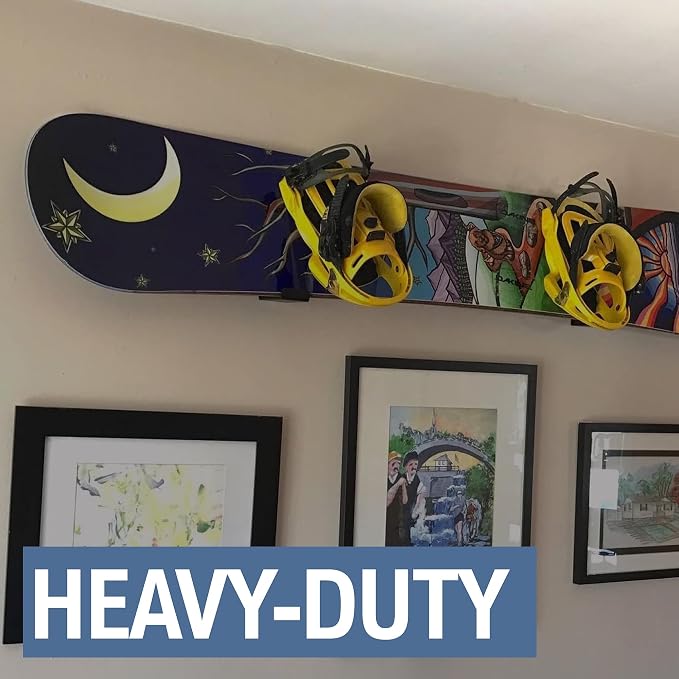 StoreYourBoard Adjustable Surfboard Storage Rack, 4 Board Wall Mount Display, Black