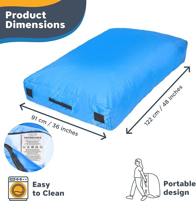 SaferBounce Crash Pad for Kids Sensory | Big 5Ft x 5Ft, 3Ft x 4Ft Or 3Ft x 3Ft | Autism Sensory Crash Mat for Jumping Play | Crashpad | Soft Foam Landing Pad | Giant Mat Pillow | Climbing, Gymnastics