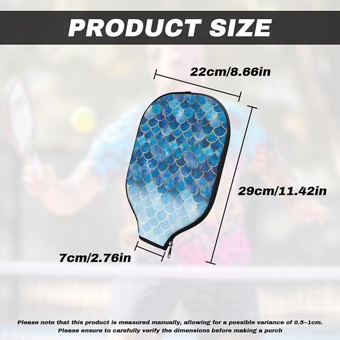 Pickleball Paddle Covers, Fits Standard Pickleball Racquets, Durable Zippered Paddle Cover Universal 8.6 x 11.4Inch
