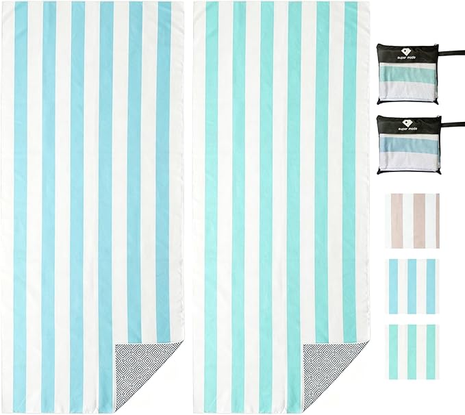 PY SUPER MODE 2 Pack Beach Towel - 75 x 35 inches Quick Dry Microfiber Beach Towels Oversized, Lightweight Soft and Absorbent Bath Towel Suitable for Swimming Pool Camping for Kids & Adults