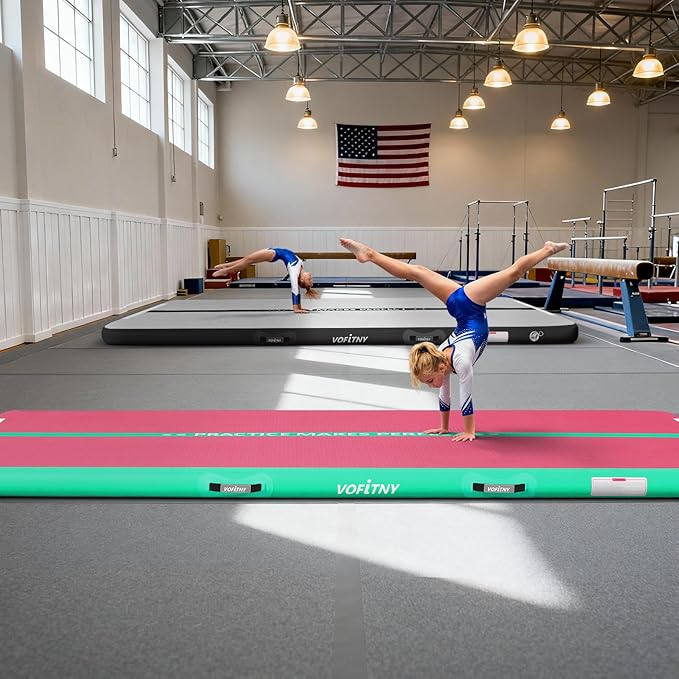 VOFiTNY All Purpose Gymnastics Mat 6.6/10/13/16/20 ft Sturdy Inflatable Tumble Track for Home/Gym