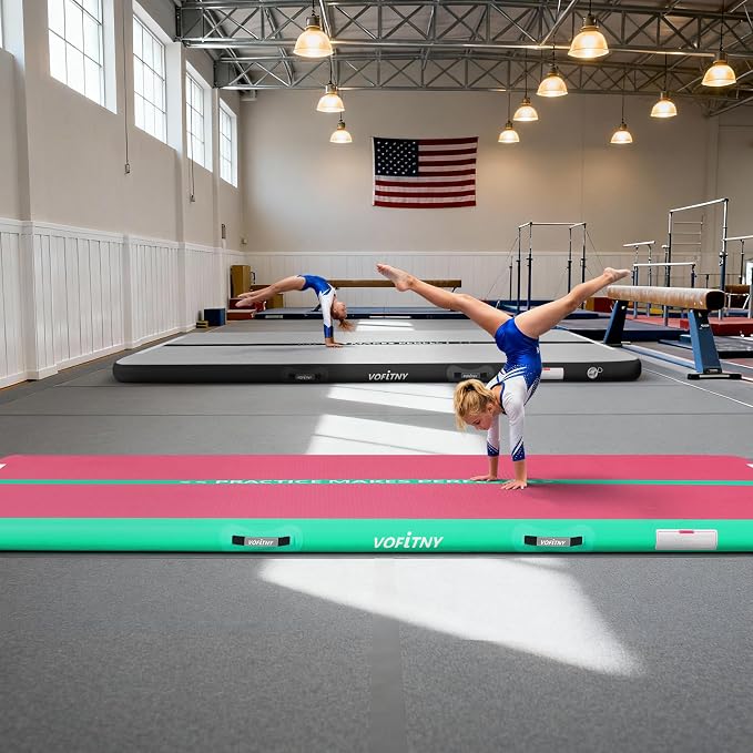 VOFiTNY All Purpose Gymnastics Mat 6.6/10/13/16/20 ft Sturdy Inflatable Tumble Track for Home/Gym