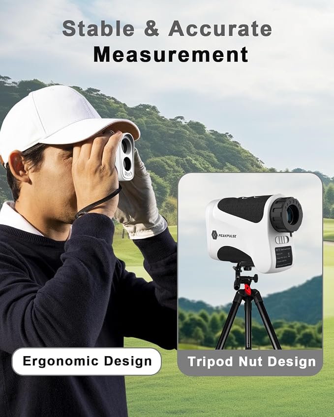 PEAKPULSE Golf Range Finder 650 Yards RangeFinder Golfing High Clarity Display 6X Magnification 0.5 Yard Accuracy Pin Seeker Easy to Use(No Magnet)