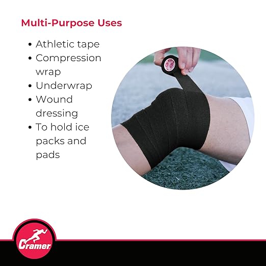 Cramer Eco-Flex Self-Stick Stretch Tape, Cohesive Tape, Flexible Elastic Sports Tape, Athletic Training Supplies, Easy Tear Self-Adherent Bandage Wrap, Bulk Cases, 6 Yard Rolls, Compression Tape