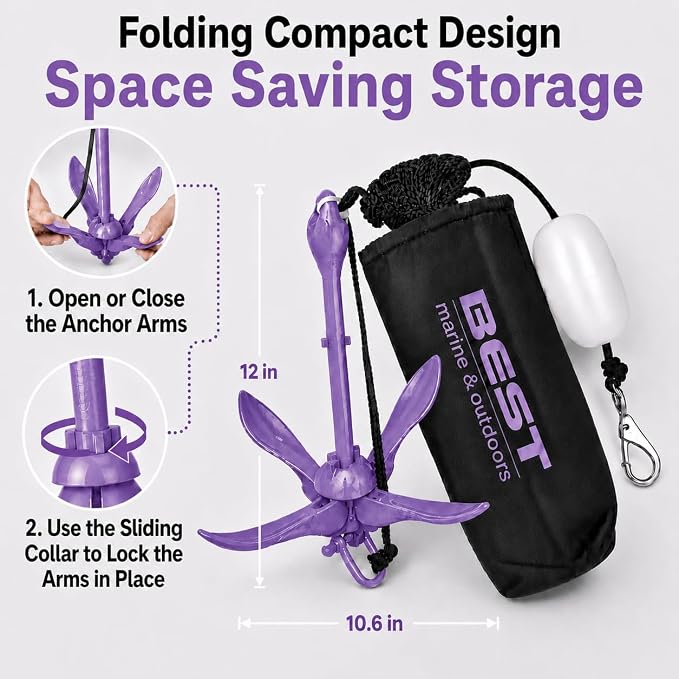 Best Marine and Outdoors Kayak Anchor, 3.5 Pound Anchor System Kit for Kayaks, Canoes, SUP Paddle Boards & Jet Skis, Fishing, Boating & Kayaking Accessories