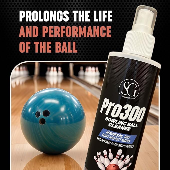 Dual-Action Cleaner Spray for Bowling Balls & Pickleball Paddles – Removes Dirt, Oil, Residue & Scuffs – EPA Safer, 8 FL Oz w/Cloth & Tape
