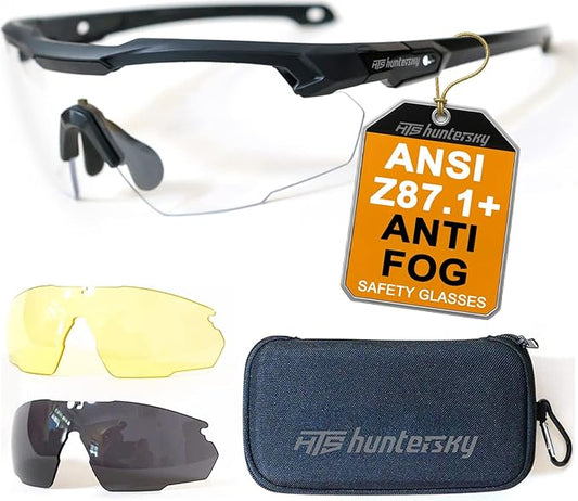 HTS HUNTERSKY Ballistic Tactical Shooting Glasses ANSI Z87+ UV400 Protective Eyewear