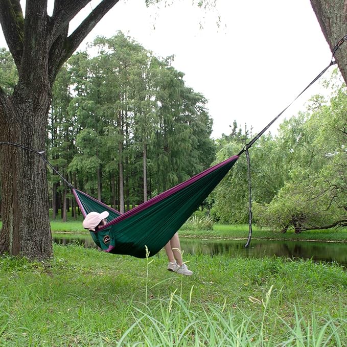 AnorTrek Camping Hammock, Super Lightweight Portable Parachute Hammock with Two Tree Straps Single or Double Nylon Travel Tree Hammocks for Camping Backpacking Hiking