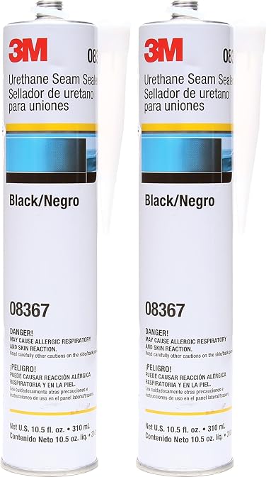 3M Urethane Seam Sealer, 08367, Black Color, High Solids, Permanently Flexible, 310 mL/10.5 fl oz Cartridge (Pack of 2)