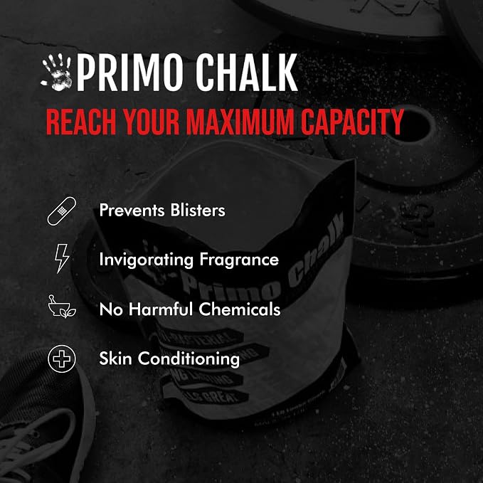 Primo Chalk Resealable Bag: Loose Chalk for Weightlifting, Rock Climbing, & Gymnastics, Made in The USA, Chalk Ball Refill for Superior Grip