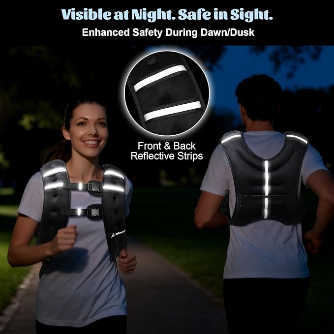 Weighted Vest Weight Vest for Men Women Kids Weights Included with Reflective Stripe, Body Weight Vests Adjustable for Running, Workout, Jogging, Walking