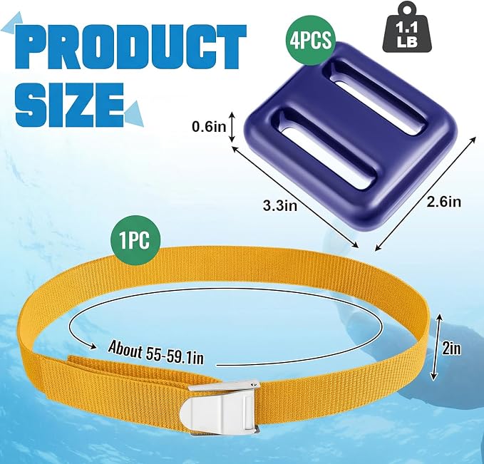 Tellegloww 4 Pcs Dive Weights Belt for Scuba Diving Coated Dive Weights Nylon Dives Belt with 1 Metal Quick Release Buckle for Free Diving Spear Fishing